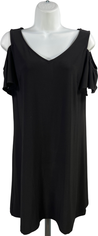 MSK Women’s Black Short Cold Shoulder Sleeve Shift Dress - M Petite