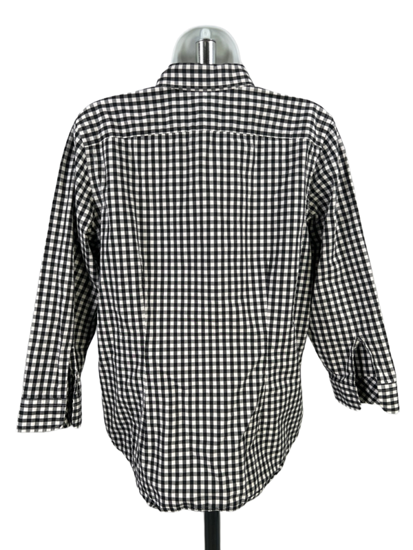 Lauren Ralph Lauren Women's Black/White Gingham Button Up 3/4 Sleeve Shirt - L image 2