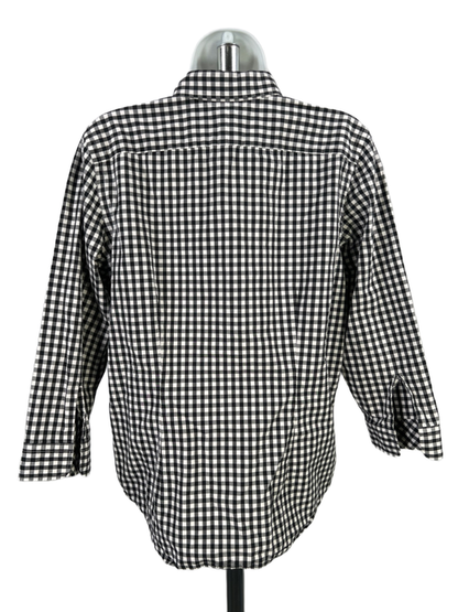 Lauren Ralph Lauren Women's Black/White Gingham Button Up 3/4 Sleeve Shirt - L image 2