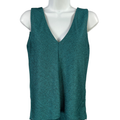 White House Black Market Women's Green Metallic Sleeveless Layered Top - S