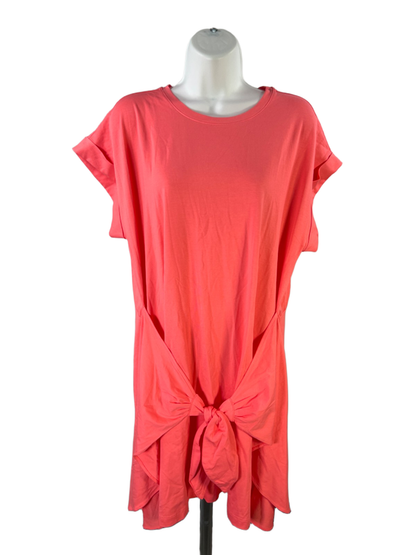 LOFT Women's Pink Short Sleeve Faux Wrap Stretch Soft Dress - XL