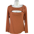 Nine West Women's Orange Cut Out Long Sleeve Shirt - M