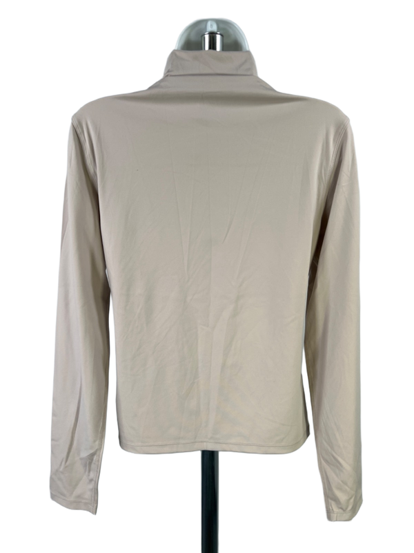 Yogalicious Women's Beige Zenly Evelyn Mock Neck Long Sleeve Athletic Shirt - XL image 2