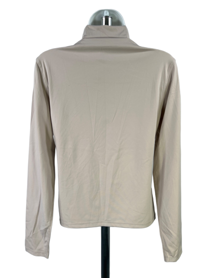 Yogalicious Women's Beige Zenly Evelyn Mock Neck Long Sleeve Athletic Shirt - XL image 2