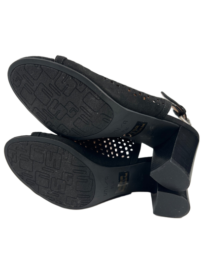 Unisa Women's Black Pryce Geometric Cut-Out Peep Toe Ankle Heel Sandals - 6.5 image 7
