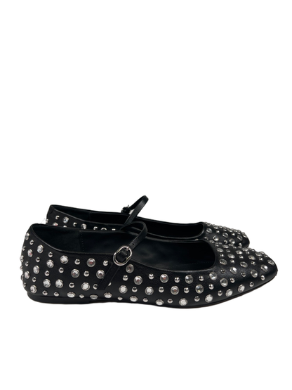 Steve Madden Women's Black Maple Rhinestone Mary Jane Ballet Flats - 8