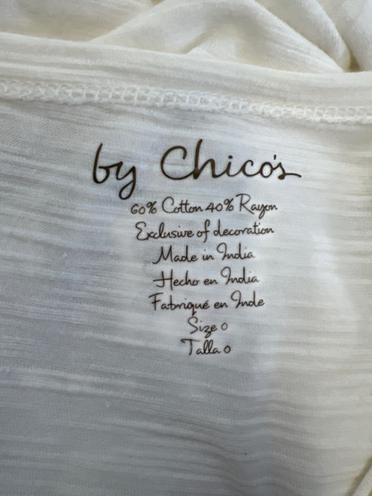 By Chico's Women's White Crochet Heart Short Sleeve T-Shirt - 0/US S image 3