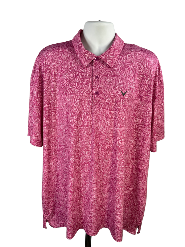 Callaway Men's Pink/Purple Opti-Dri Short Sleeve Golf Polo Shirt - 2X