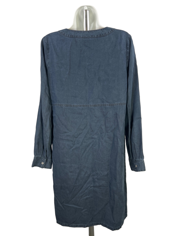 J Jill Women's Navy Blue Quarter Button Long Sleeve Mini Dress - S image 2