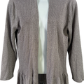 August Silk Women’s Gray Metallic Ribbed 3/4 Sleeve Cardigan Sweater - L