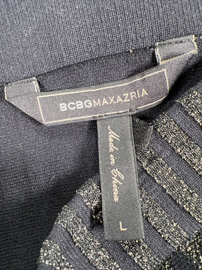 BCBGMaxazria Women's Black Metallic Pull On A-Line Skirt - L image 3