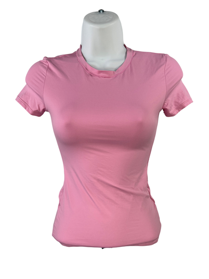 Victoria's Secret PINK Womens Pink Base Stretch Fitted Short Sleeve T-Shirt - XS