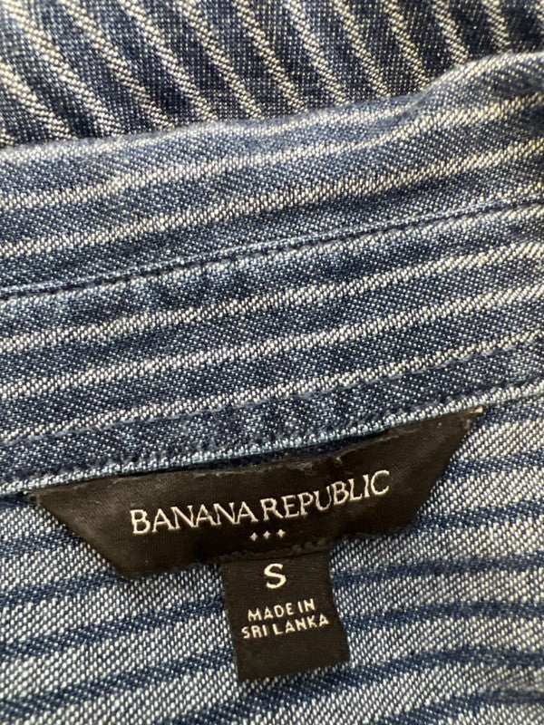 Banana Republic Women's Blue Chambray Western Striped Button Up Shirt - S image 3