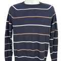 Banana Republic Women's Blue Wool Striped Long Sleeve Crewneck Sweater - M