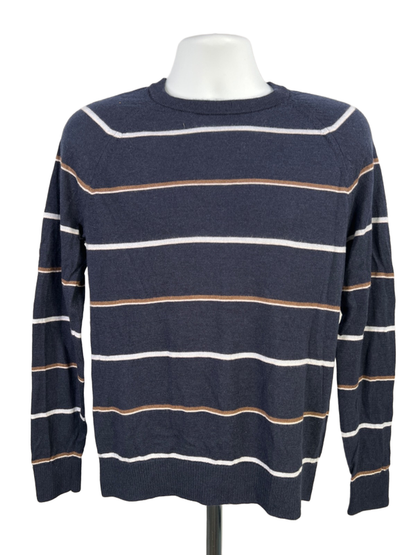 Banana Republic Women's Blue Wool Striped Long Sleeve Crewneck Sweater - M