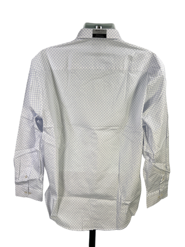 Alfani Men's White/Blue Alfatech Regular Fit Long Sleeve Button Up Shirt - XL image 2