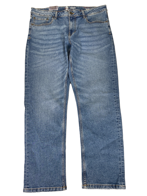 Izod Men's Light Wash Straight Fit Comfort Stretch Denim Jeans - 36x30