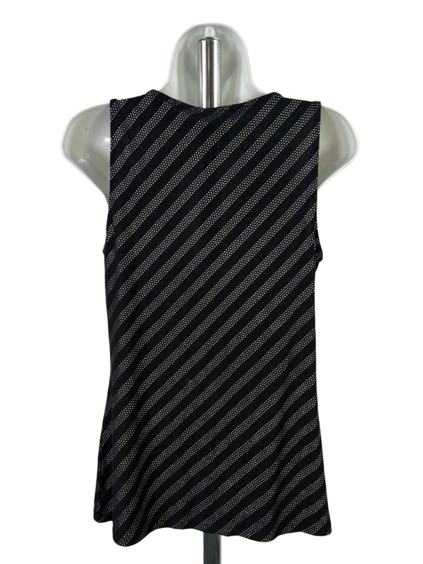 White House Black Market Women's Black Metallic Cowl Neck Sleeveless Top - S image 2