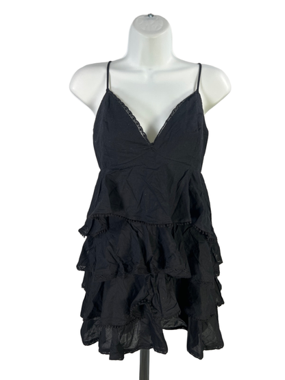 Abercrombie & Fitch Women's Black V Neck Ruffle Tiered Mini Dress - S Petite