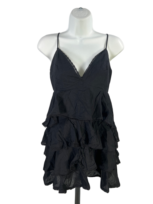 Abercrombie & Fitch Women's Black V Neck Ruffle Tiered Mini Dress - S Petite