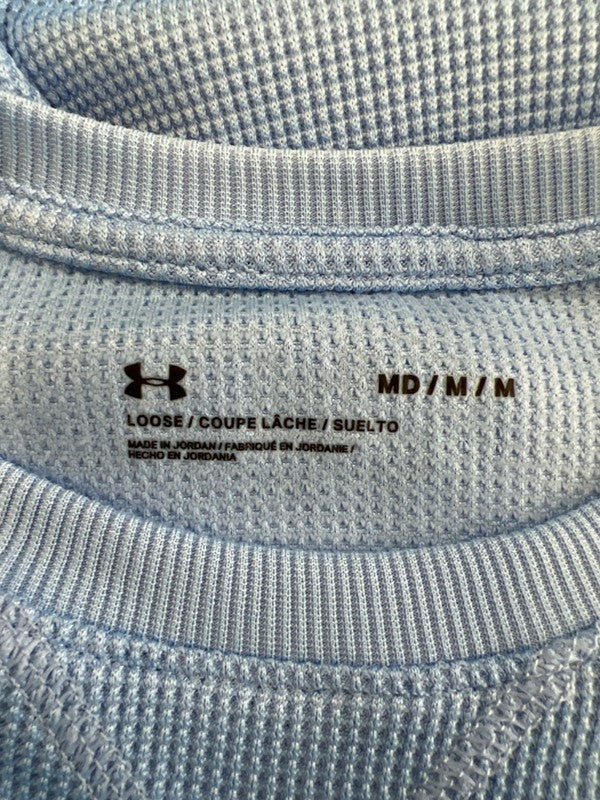 Under Armour Men's Light Blue Waffle Long Sleeve Crewneck Shirt - M image 3