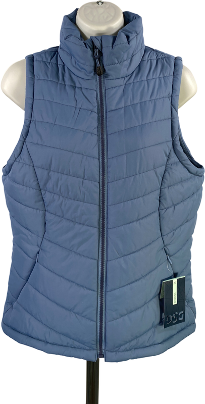 DSG Women’s Blue Sleeveless Full Zip Puffer Vest - S