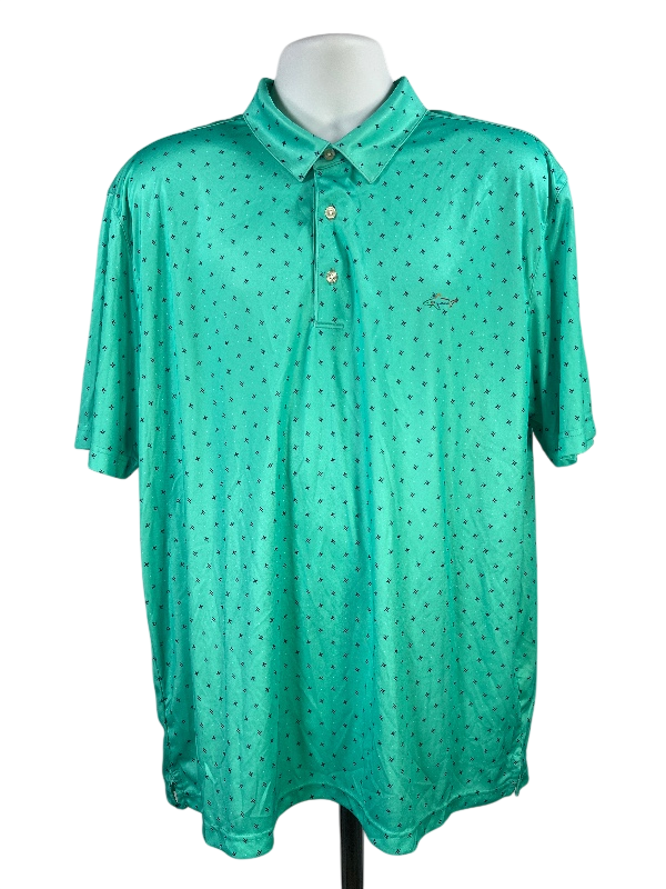 Greg Norman Men's Blue Play Dry Short Sleeve Athletic Golf Polo - XXL