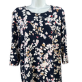 J Jill Women's Blue Floral Basic Elbow Sleeve Tee Shirt - L