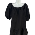 Tommy Bahama Women's Black Short Puff Sleeve Linen Dress - S