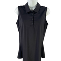 Adidas Women's Black Primegreen Sleeveless Polo Athletic Shirt - M