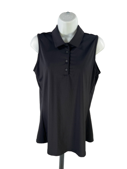 Adidas Women's Black Primegreen Sleeveless Polo Athletic Shirt - M