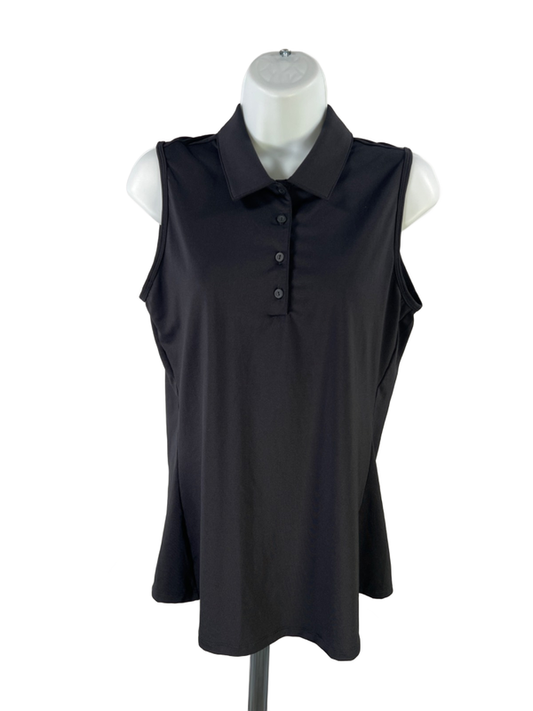 Adidas Women's Black Primegreen Sleeveless Polo Athletic Shirt - M