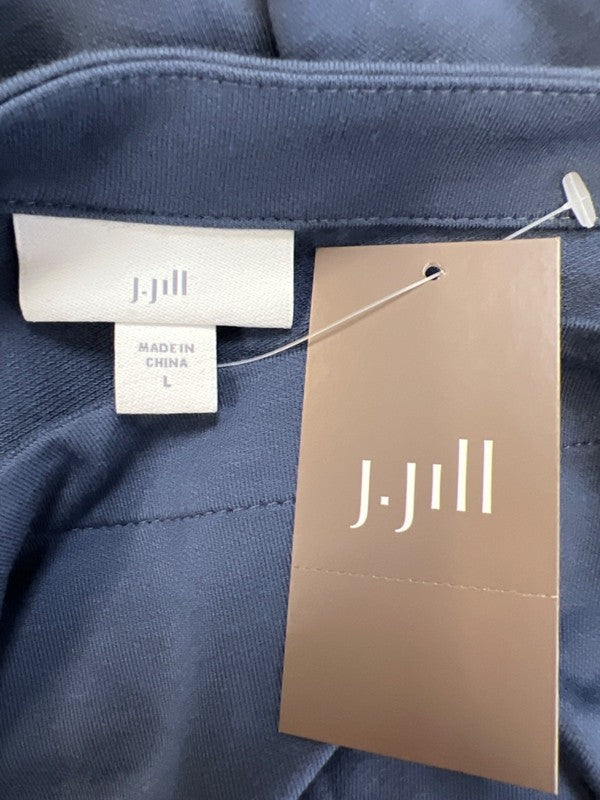 J Jill Women's Blue/Cream Layered Tie Detail Long Sleeve Shirt - L image 3