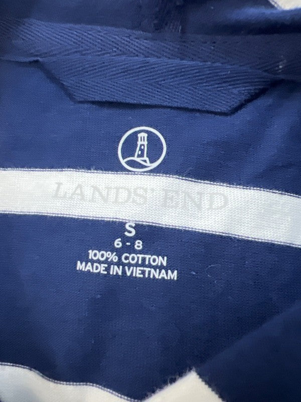 Lands End Women's Blue/White Striped Full Zip Hooded Cover Up Dress - S image 3