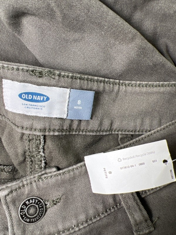 Old Navy Women's Green Moto Zipper Detail Denim Jeans - 8 Petite image 3