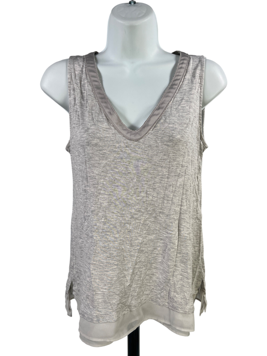 White House Black Market Women’s Gray Heather Beaded Trim Tank Top - XS image 2