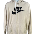 Nike Men's Beige Graphic Logo Fleece Pullover Hoodie Sweatshirt - XL Tall