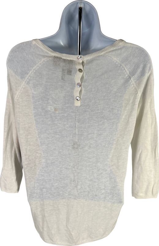 NEW Cynthia Rowley Women’s White 3/4 Sleeve Semi-Sheer Linen Blend Sweater - S image 2
