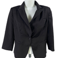 White House Black Market Women's Black 1/2 Sleeve One Button Blazer Jacket - 4