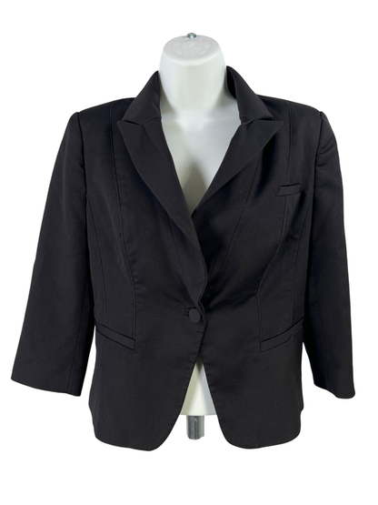 White House Black Market Women's Black 1/2 Sleeve One Button Blazer Jacket - 4