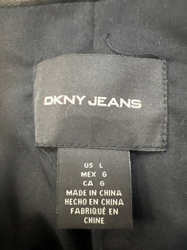 DKNY Women's Black Faux Leather Full Zip Moto Jacket - L image 3