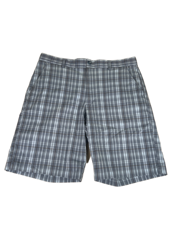 Greg Norman Men's Blue Plaid Golf Shorts - 34