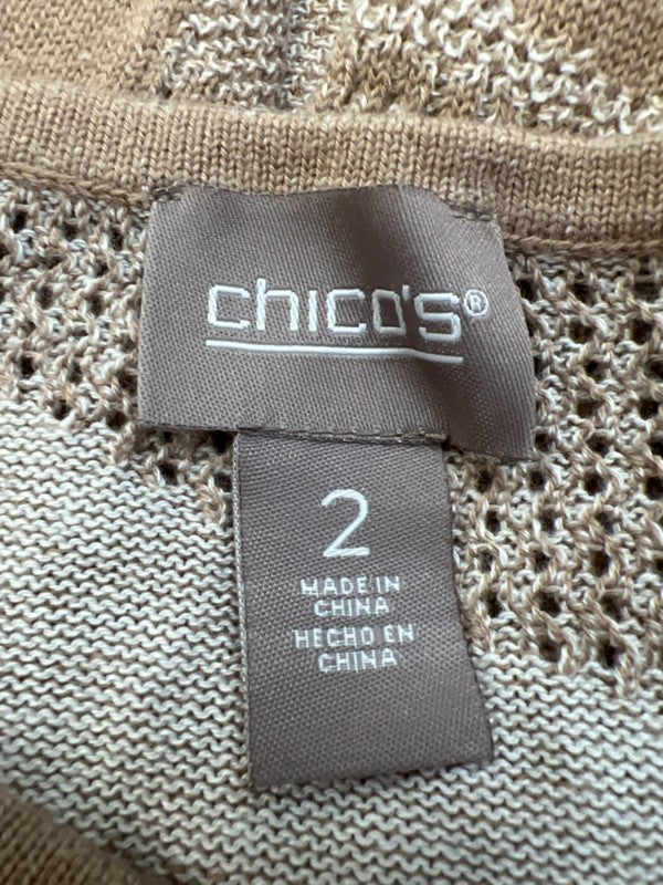 Chico's Women's Brown Open Knit 3/4 Sleeve Pullover Sweater - 2/US L image 3