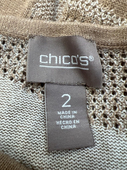Chico's Women's Brown Open Knit 3/4 Sleeve Pullover Sweater - 2/US L image 3