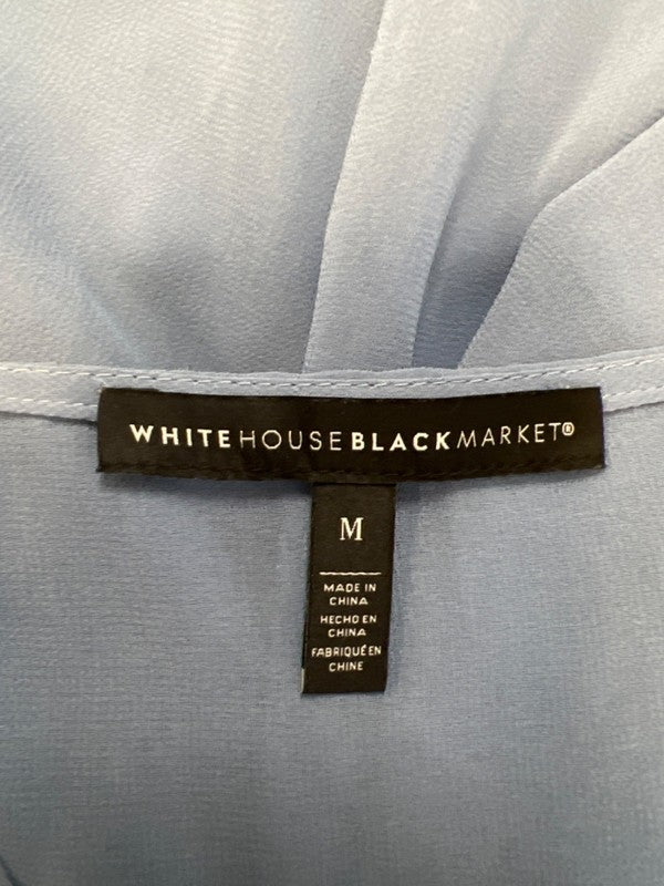 White House Black Market Women's Blue Mesh Elbow Kimono Cut-Out Blouse - M image 3