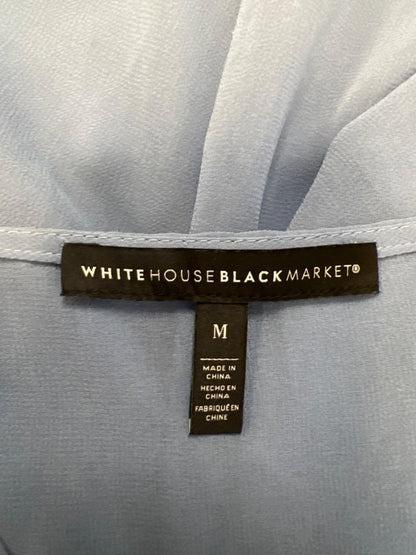 White House Black Market Women's Blue Mesh Elbow Kimono Cut-Out Blouse - M image 3