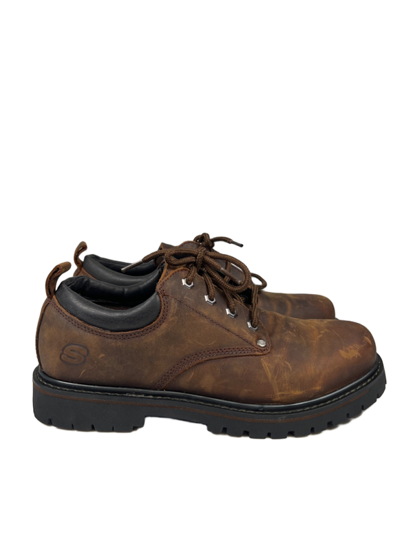 Skechers Men's Brown Leather Tom Cats Lace Up Utility Shoes - 10