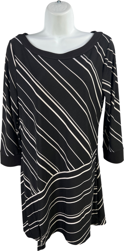 White House Black Market Women’s Black Striped Long Sleeve Tunic Blouse - S