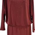 White House Black Market Women’s Red Brick Long Sleeve Blouson Dress - S Petite