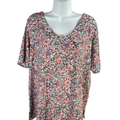 J Jill Women's Multicolor Floral V Neck Elbow Sleeve Tee Shirt - 2X Plus